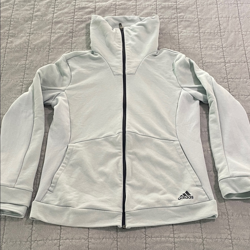 Adidas Women's Sea Foam Colored Cowl Neck Zip Up Sweatshirt